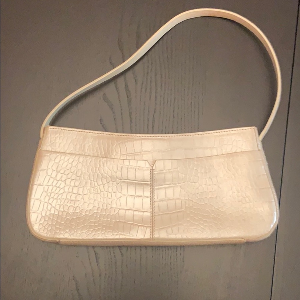 Alfani white leather hand bag